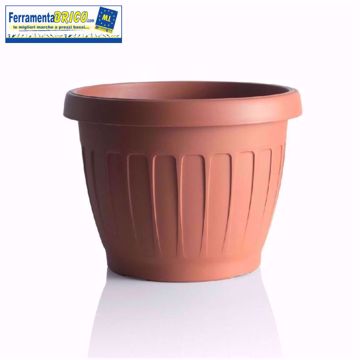 Immagine di VASO  DIAMETRO 20 CM CIRCOLARE IN PLASTICA PER FIORI/PIANTE  COLORE: TERRACOTTA  SERIE: TERRA