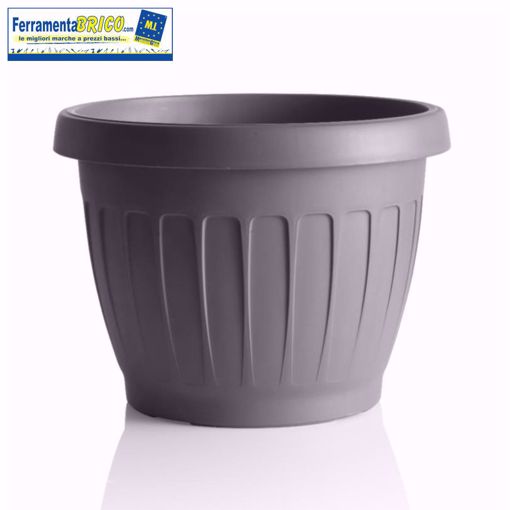 Immagine di VASO  DIAMETRO 25 CM CIRCOLARE IN PLASTICA PER FIORI/PIANTE  COLORE: GRIGIO  SERIE: TERRA