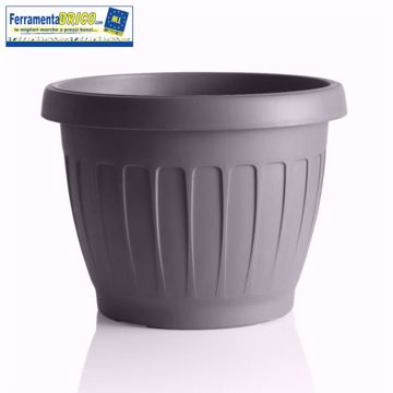 Immagine di VASO  DIAMETRO 35 CM CIRCOLARE IN PLASTICA PER FIORI/PIANTE  COLORE: GRIGIO SERIE: TERRA