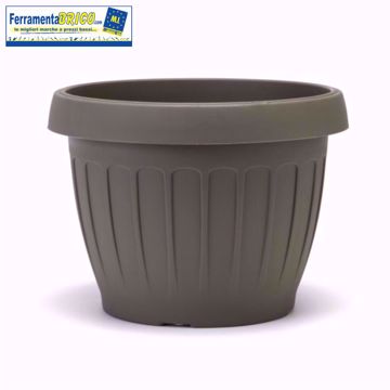 Immagine di VASO  DIAMETRO 30 CM CIRCOLARE IN PLASTICA PER FIORI/PIANTE  COLORE: GRIGIO SERIE: TERRA