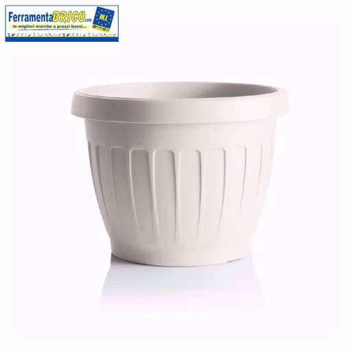 Immagine di VASO  DIAMETRO 25 CM CIRCOLARE IN PLASTICA PER FIORI/PIANTE  COLORE: BIANCO SERIE: TERRA