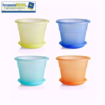 Immagine di Vaso  in plastica circolare  Kristal  diam.  25 + Sottovaso serie: Hedera