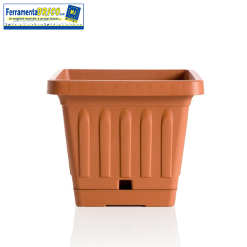 Immagine di VASO QUADRATO 30X30 CM IN PLASTICA PER FIORI/PIANTE COLORE: TERRACOTTA SERIE: TERRA