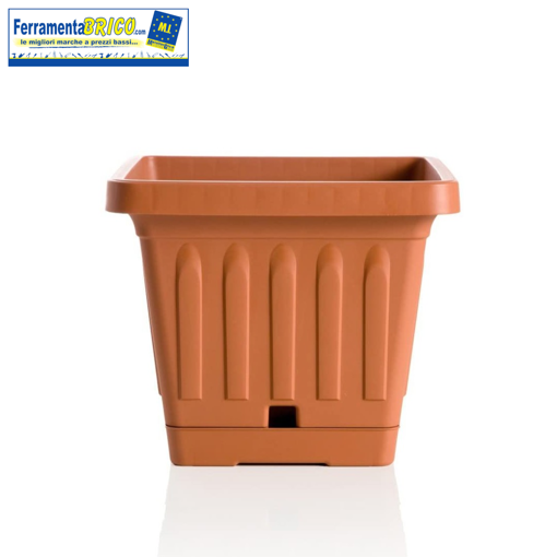 Immagine di VASO QUADRATO 40X40 CM IN PLASTICA PER FIORI/PIANTE COLORE: TERRACOTTA SERIE: TERRA