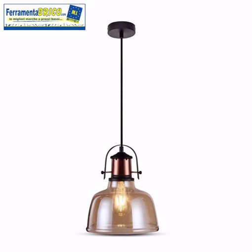 Immagine di V-TAC Lampada a sospensione in vetro E27 Amber, SKU.3726, VT-7220, in plastica e altri materiali, trasparente e porpora, altezza x larghezza x profondità 220 mm x 280 mm x 1150 mm