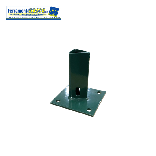 Immagine di SUPPORTO CON PIASTRA PER PALO A "T" PLASTIFICATO 30X30X3,5 DA TASSELLARE - RAL 6005