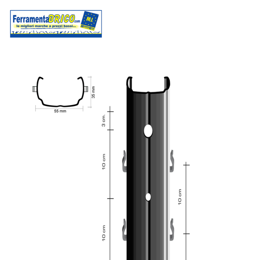 Immagine di PALO CON GANCI ESTERNI 55 x 35 mm (H 2,30)