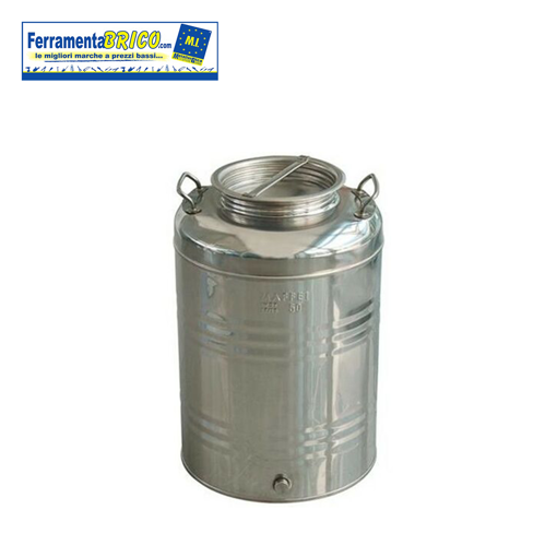 Immagine di CONTENITORE BIDONE FUSTO OLIO ACCIAIO INOX MAFFEI 50 LT