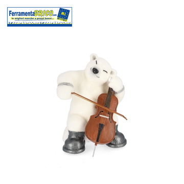 Immagine di ORSO STEVIE STAND BIANCO CON VIOLONCELLO H51