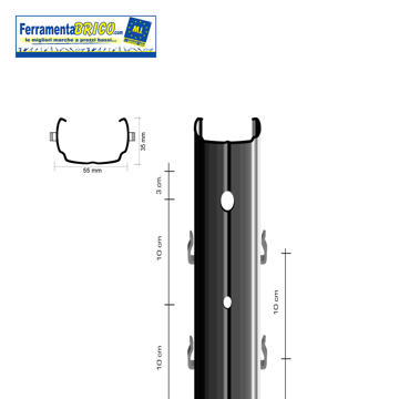 Immagine di PALO CON GANCI ESTERNI 55 x 35 mm (H 2,60) ZINCATO A CALDO