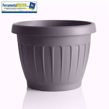 Immagine di VASO  DIAMETRO 30 CM CIRCOLARE IN PLASTICA PER FIORI/PIANTE  COLORE: GRIGIO SERIE: TERRA